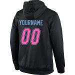 Custom Team Hoodie with Personalized Name and Number - Black Pink-Light Blue Stitched Sports Pullover Sweatshirt Personalized