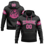 Custom Black Pink-White Pullover Sweatshirt Hoodie with Personalized Name and Number - Stitched Football Apparel Personalized