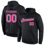 Custom Team Name and Number Pullover Hoodie Sweatshirt - Personalized Black Pink-White Sportswear Personalized Stitched Black