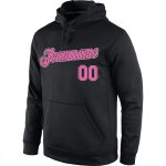 Custom Team Name and Number Pullover Hoodie Sweatshirt - Personalized Black Pink-White Sportswear Personalized Stitched Black