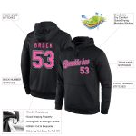 Custom Team Name and Number Pullover Hoodie Sweatshirt - Personalized Black Pink-White Sportswear Personalized Stitched Black