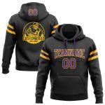 Custom Name Number Football Hoodie Pullover Sweatshirt Black Purple Gold Personalized Team Apparel Personalized Stitched