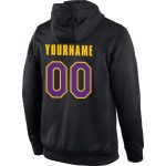 Custom Name Number Sports Hoodie Pullover Sweatshirt Black Purple-Gold Stitched Team Gear Personalized Stitched Black Purple-Gold