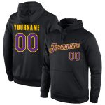 Custom Name Number Sports Hoodie Pullover Sweatshirt Black Purple-Gold Stitched Team Gear Personalized Stitched Black Purple-Gold