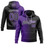 Custom Name Number Stitched Hoodie - Black Purple-Gray Gradient Fashion Sports Pullover Sweatshirt Personalized Stitched