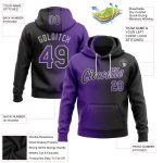 Custom Name Number Stitched Hoodie - Black Purple-Gray Gradient Fashion Sports Pullover Sweatshirt Personalized Stitched