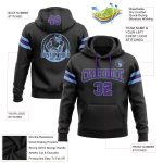 Custom Name Number Football Hoodie Personalized Black Purple Light Blue Stitched Pullover Sweatshirt Personalized Stitched