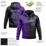 Custom Name Number Hoodie - Personalized Black Purple Light Blue Gradient Sports Pullover Sweatshirt Personalized Stitched