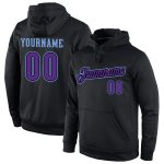 Custom Name Number Sports Hoodie Sweatshirt Pullover Black Purple Light Blue Stitched Design Personalized Stitched Black