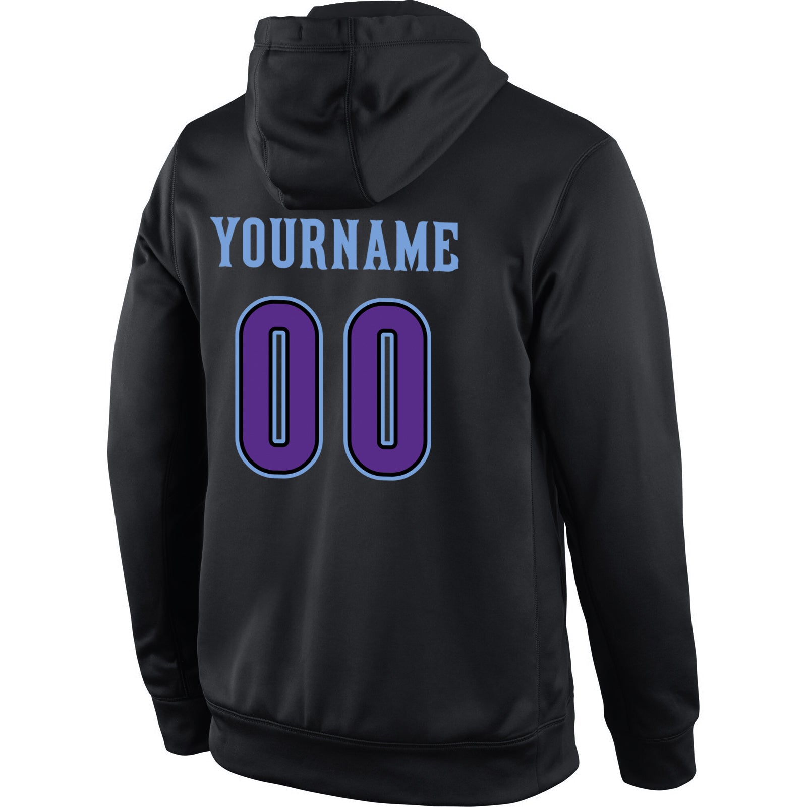 Personalized Stitched Black Purple-Light Blue Sports Pullover Sweatshirt Hoodie Team Custom Name and Number Custom Name Number Sports Hoodie Sweatshirt Pullover Black Purple Light Blue Stitched Design Personalized Stitched Black - Image 3
