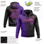 Custom Name & Number Black Purple-Pink Gradient Sports Hoodie - Personalized Stitched Pullover Sweatshirt Personalized Stitched