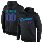 Custom Name Number Sports Hoodie Personalized Black Purple Teal Pullover Sweatshirt Personalized Stitched Black Purple-Teal