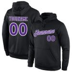 Custom Sports Hoodie with Name and Number - Personalized Black Purple-White Pullover Sweatshirt Personalized Stitched Black