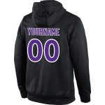 Custom Sports Hoodie with Name and Number - Personalized Black Purple-White Pullover Sweatshirt Personalized Stitched Black