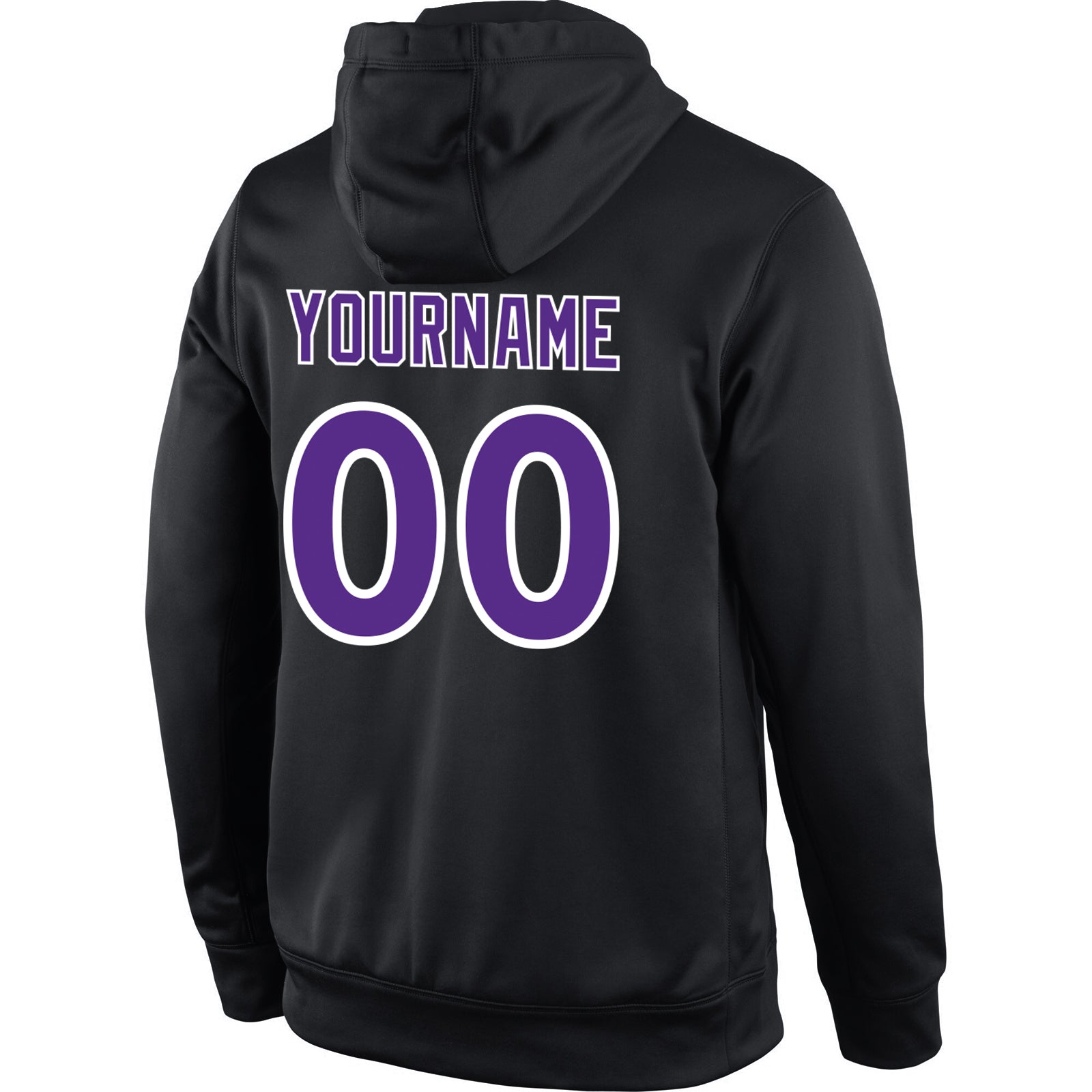 Personalized Stitched Black Purple-White Sports Pullover Sweatshirt Hoodie Team Custom Name and Number Custom Sports Hoodie with Name and Number - Personalized Black Purple-White Pullover Sweatshirt Personalized Stitched Black - Image 3