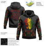 Custom Black Red 3D Pattern Hoodie for Black History Month, Africa Safari Sports Sweatshirt with Personalized Name and Number