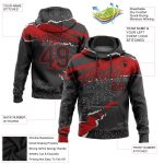 Custom Name and Number Sports Hoodie - Personalized 3D Torn Paper Design Pullover Sweatshirt in Black and Red Personalized