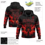 Custom Name Number 3D Skull Flame Sports Black Red Hoodie Pullover Sweatshirt - Personalized Stitched Fashion Gear Personalized