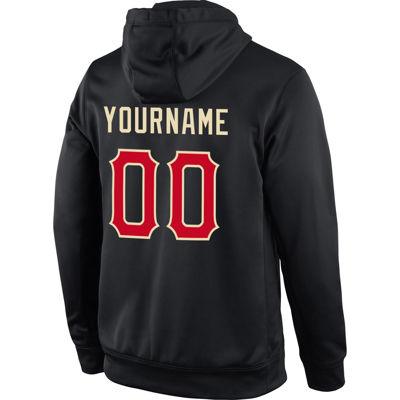 Personalized Stitched Black Red-Cream Sports Pullover Sweatshirt Hoodie Team Custom Name and Number Custom Name Number Sports Hoodie Pullover Sweatshirt - Personalized Black Red-Cream Team Apparel Personalized Stitched Black - Image 3