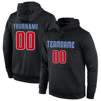Personalized Black Red-Cream Sports Hoodie Sweatshirt - Custom Stitched Design Personalized Stitched Black Red-Cream Sports