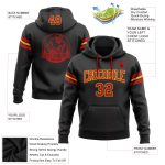 Personalized Custom Name Number Black Red Gold Football Hoodie Pullover Sweatshirt Personalized Stitched Black Red-Gold Football