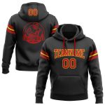 Personalized Custom Name Number Black Red Gold Football Hoodie Pullover Sweatshirt Personalized Stitched Black Red-Gold Football