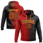 Custom Name and Number Sports Hoodie Sweatshirt in Black Red-Gold Gradient - Personalized Stitched Fashion Pullover Personalized