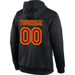 Custom Team Hoodie with Personalized Name and Number, Stitched Black Red-Gold Sports Pullover Sweatshirt Personalized Stitched
