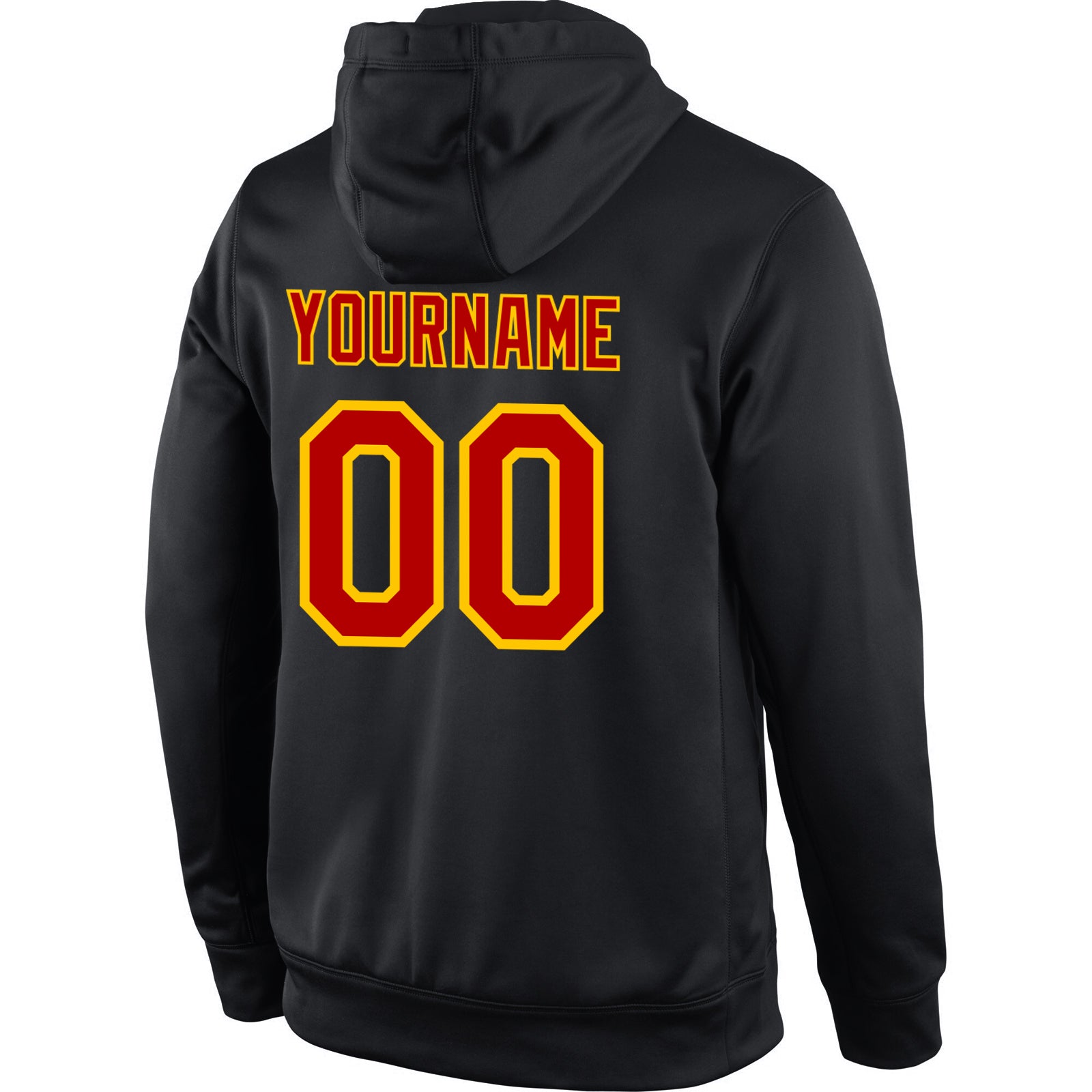 Personalized Stitched Black Red-Gold Sports Pullover Sweatshirt Hoodie Team Custom Name and Number Custom Team Hoodie with Personalized Name and Number, Stitched Black Red-Gold Sports Pullover Sweatshirt Personalized Stitched - Image 3