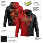Custom Team Name Number Hoodie Sweatshirt - Personalized Black Red Gold Gradient Fashion Sports Pullover Personalized Stitched