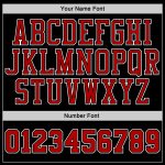 Custom Team Hoodie with Personalized Name and Number - Black Red Pinstripe Sports Sweatshirt Personalized Stitched Black