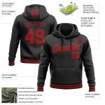 Personalized Black Red Sports Hoodie Pullover Sweatshirt for Men and Women Personalized Stitched Black Red Sports Pullover