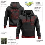 Custom Team Hoodie with Name & Number - Personalized Black Red Sports Pullover Sweatshirt Personalized Stitched Black Red