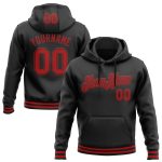 Personalized Black Red Sports Hoodie Pullover Sweatshirt for Men and Women Personalized Stitched Black Red Sports Pullover