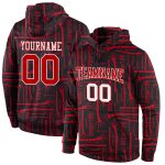 Custom Name Number 3D Pattern Halloween Hoodie Black Red White Stitched Pullover Sports Sweatshirt Personalized Stitched