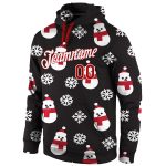 Custom 3D Sports Hoodie with Personalized Name & Number, Black Red-White Christmas Sweatshirt, Great for Teams Personalized