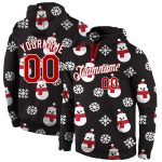 Custom 3D Sports Hoodie with Personalized Name & Number, Black Red-White Christmas Sweatshirt, Great for Teams Personalized