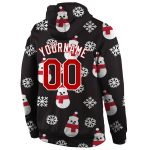 Custom 3D Sports Hoodie with Personalized Name & Number, Black Red-White Christmas Sweatshirt, Great for Teams Personalized