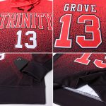 Custom Team Name Number Pullover Hoodie Stitched Black Red-White Fade Fashion Sports Sweatshirt Personalized Stitched Black