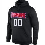 Custom Name Number Sports Hoodie Pullover Sweatshirt Black Red White - Personalized Team Apparel Personalized Stitched Black