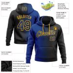 Custom Name Number Pullover Hoodie - Personalized Black Royal-Gold Gradient Sports Sweatshirt Personalized Stitched Black