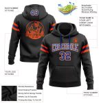 Custom Name Number Black Royal-Orange Football Hoodie Pullover Sweatshirt Personalized Team Apparel Personalized Stitched
