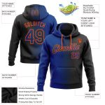 Custom Team Name Number Black Royal-Orange Gradient Hoodie Pullover Sweatshirt Fashion Sports Personalized Stitched Black
