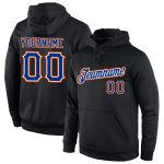 Custom Name Number Black Orange Sports Hoodie Pullover Sweatshirt Personalized Team Gear Personalized Stitched Black Royal-Orange