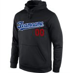 Custom Name Number Black Red Sports Hoodie Pullover Sweatshirt - Personalized Stitched Team Apparel Personalized Stitched