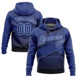 Custom Name Number Sports Hoodie - Black Royal-White 3D Pattern Stitched Pullover Sweatshirt Personalized Stitched Black