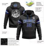 Custom Black and White Football Hoodie with Personalized Name & Number - Stitched Pullover Sweatshirt Personalized Stitched