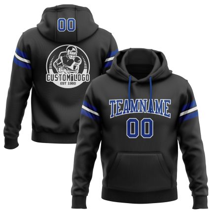 Custom Black and White Football Hoodie with Personalized Name & Number - Stitched Pullover Sweatshirt Personalized Stitched