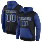 Custom Name Number Sports Hoodie Black White Pullover Sweatshirt Personalized Team Apparel Personalized Stitched Black Royal-White