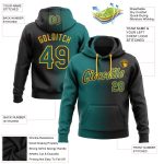 Custom Name Number Hoodie Personalized Pullover Sweatshirt Black Teal Gold Gradient Fashion Sports Team Apparel Personalized